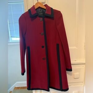 J. Crew Burgundy Trench Coat with Black Accents